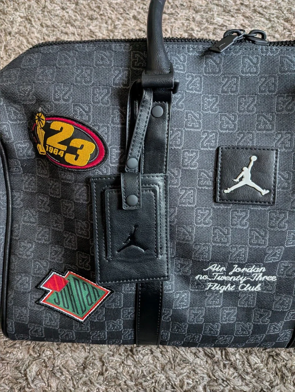 NWT Air Jordan 23 Flight Club Patches Black Monogram Duffle Bag 40L NEW